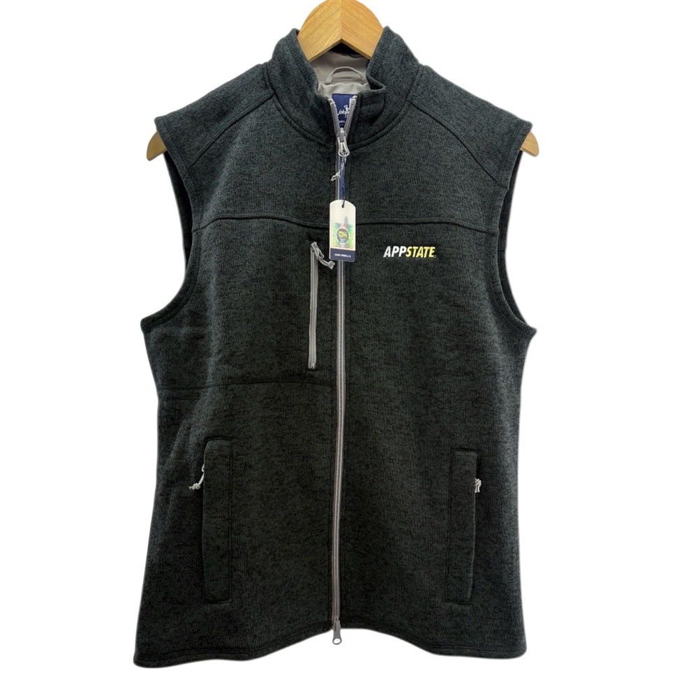 NEW Appalachian State ASU Johnnie-O Charcoal Full-Zip Knit Lined Vest Size Small